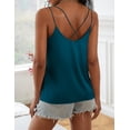 thumbnail image 3 of Ekouaer Womens Silk Satin Camisole Tank Tops V Neck Casual Spaghetti Strap Cross Back Sleeveless Basic Cami Shirt, 3 of 6