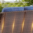 thumbnail image 6 of PARKWELL Outdoor 3 Seats Sofa - Rattan Wicker Patio Couch with Cushions - Steel Frame - Brown Wicker, Blue Cushions, 6 of 7