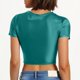 thumbnail image 4 of Mujeres Manga Corta Tops Casual Nuevo Cuello Redondo Imitación Cuero de Manga Corta Top, 95% Poliéster 5% Camiseta de Spandex, Lavado a Mano Hogar Desgaste, 4 of 9