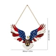 thumbnail image 3 of Natural Solid Wood Front Door Welcome Sign Star Wreath Round Patriotic Decor for Independence Day Rustic Home Decorations Wooden Door Hanging Pendant with Rope for Wall Entryway Display, 3 of 6