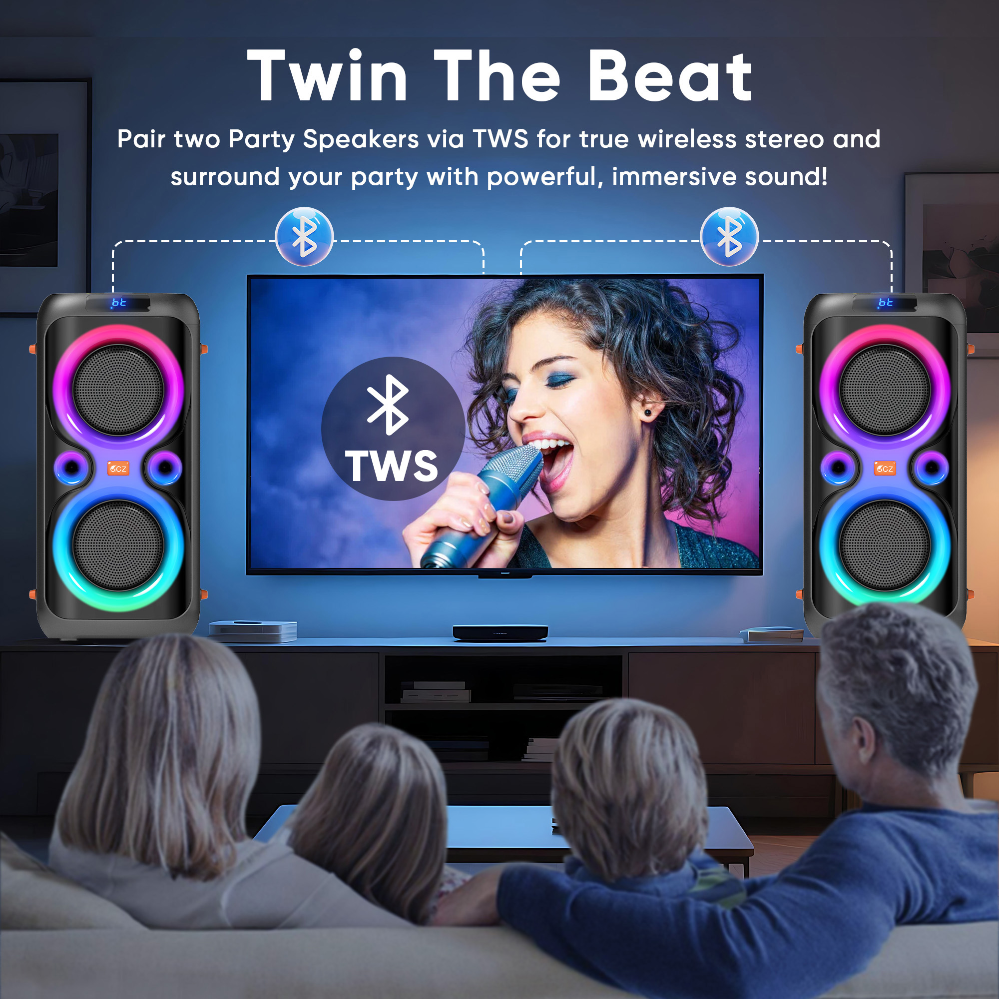 GCZ Party Speaker – 160W Dual 6.5-Inch Bass Speaker with Karaoke photo 6