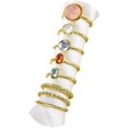thumbnail image 1 of Boho Retro Stackable Rings Sets for Teen Girls Women,Peak Sea Wave Compass Turquoise Rhinestone Knuckle Joint Finger Kunckle Nail Ring Sets, 1 of 5