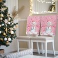 thumbnail image 3 of Christmas Pink Snowman Chair Covers Set of 1 Xmas Balls Snowflake Chair Back Covers Stretch Removable Washable Slipcovers Protector for Dining Room Kitchen Party Decor, 3 of 5