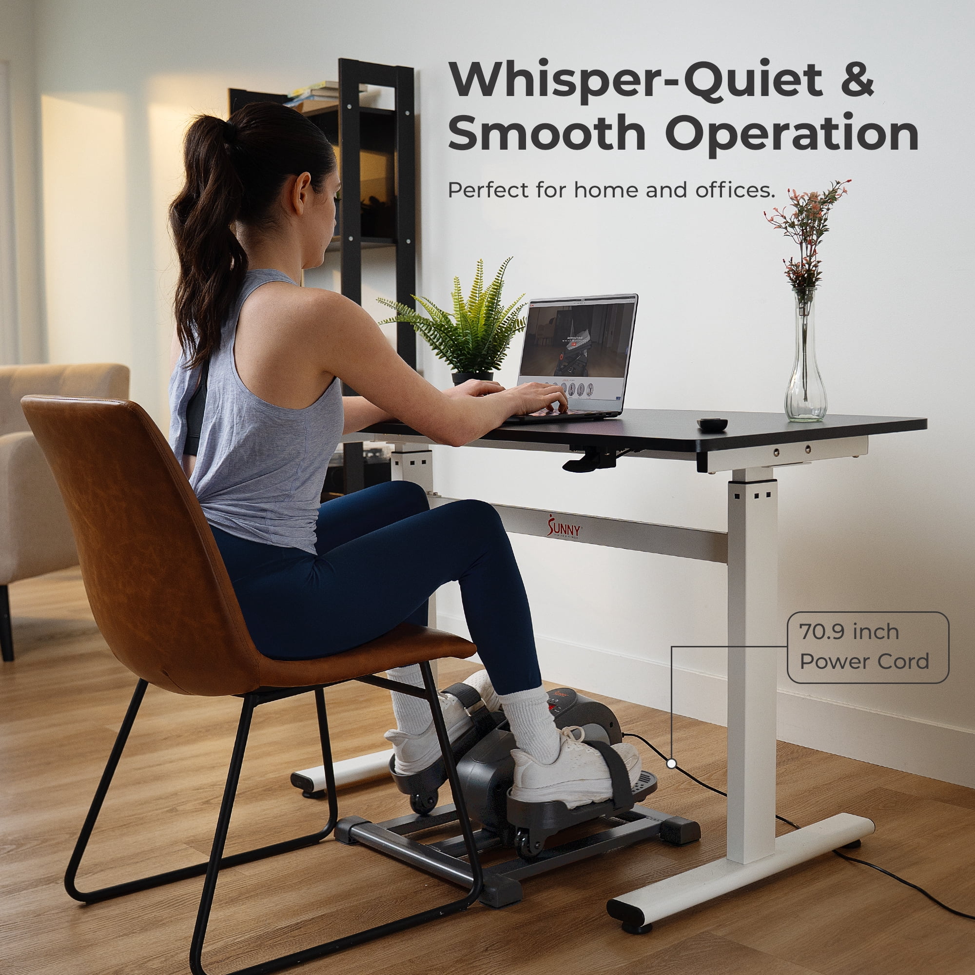 Sunny Health & Fitness Elliptical Trainer, Standard Motorized Mini with Free SunnyFit App