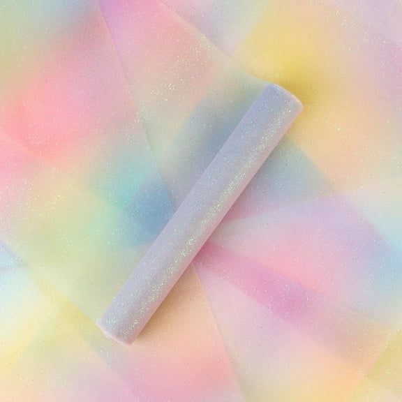 Table Runner Rainbow Glitter - Tulle Fabric 30 cm x 9 m - School Cone Fabric for Girls - Tulle Ribbon for Birthdays, DIY Projects and Fairy Tale Parties
