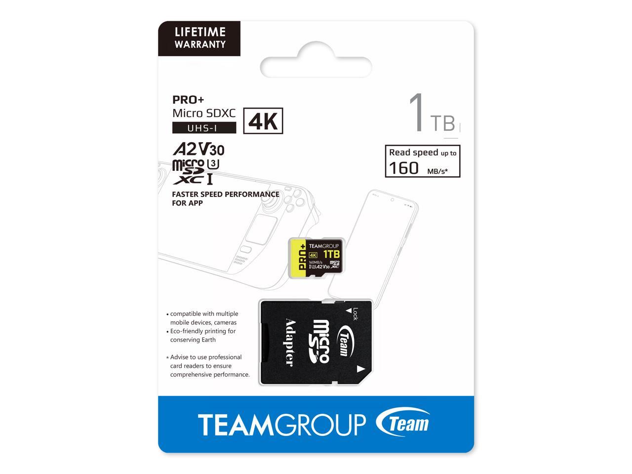 Team 1TB Pro+ microSDHC UHS-I/U3 Class 10 Memory Card with Adapter, Speed Up to 160MB/s (TPPMSDX1TIA2V3003) - image 4 of 4