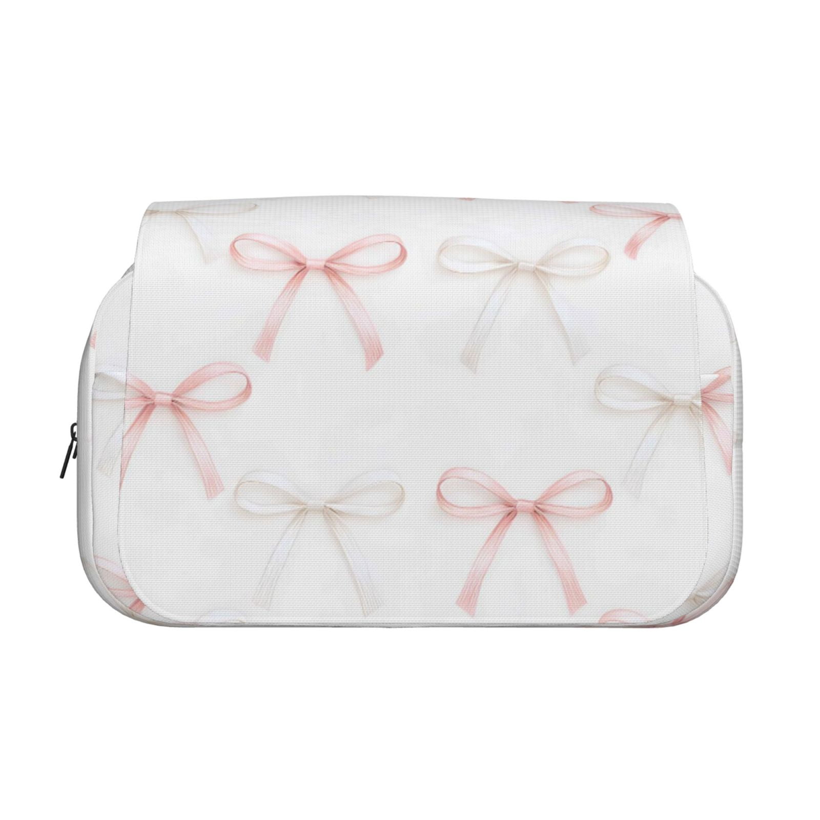 Large-Capacity Flip-Top Double-Layer Pencil Case, Multi-Functional Pocket Pen Case, Durable Stationery Organizer Elegant Thin Pastel Satin Ribbon Bow Pattern