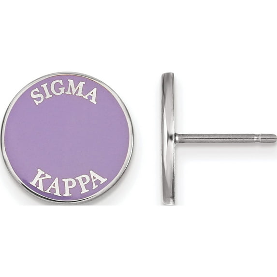 Sterling Silver Rh-Plated Logoart Sigma Kappa Enameled Post Earrings (12 X 12) Made In United States ss019skp