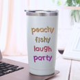 thumbnail image 3 of 20oz Powder Coated Easter Tumbler with Telescopic Straw, Insulated Travel Mug, Slogan Print, 3 of 6