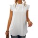 thumbnail image 4 of Estrela Mujer Volantes Trim Cap Manga Top Volantes Trim Casual Color Liso Elegante Verano Jersey Blusa Blanco S, 4 of 6