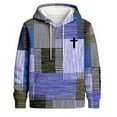thumbnail image 4 of Hoodies for Women Christian Retro Patchwork Graphic Long Sleeve Drawstring Sweatshirts Color Block Casual Loose Tops with Pocket, 4 of 4