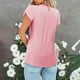 thumbnail image 4 of Tops occidentales para mujer,Blusa informal de manga corta para mujer, cuello redondo, botones, poliéster, color liso, ideal para uso diario y en casa, sopatenor, 4 of 8