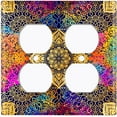 thumbnail image 3 of Metal Light Switch Plate Cover Mandala Yellow Flower Tile Pattern MDL097, 3 of 13