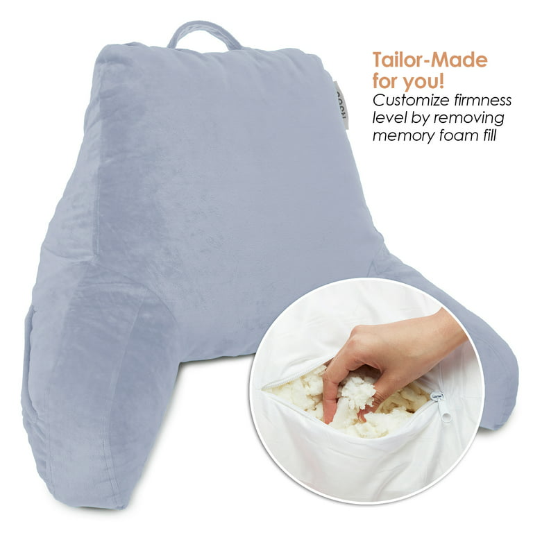 Reading Pillow, Petite Back Pillow, Backrest Pillows for Bed with Arms,  Shredded Memory Foam Back Pillows for Sitting in Bed, Small Back Support