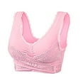 thumbnail image 3 of VSSSJ Bras for Women Comfortable Lace Daily Front Cross Bra Wireless Breathable Push Up Side Buckle Gathered Shock Absorption Bras Pink M, 3 of 3