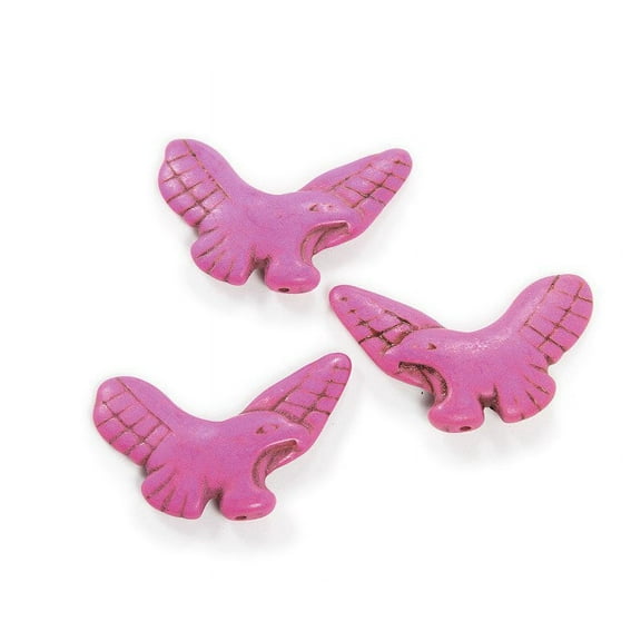 27x45M Pack Of 6 Deep Pink Howlite Carved Eagle Beads Genuine Gemstone Natural Jewelry Making
