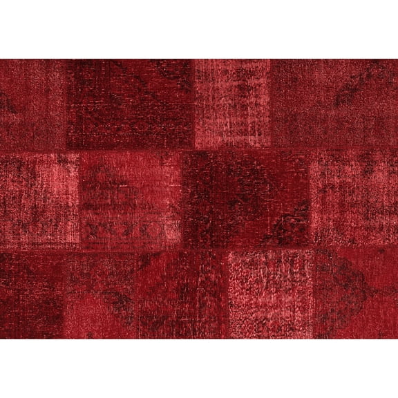 Ahgly Company Indoor Rectangle Patchwork Red Transitional Area Rugs, 2' x 3'