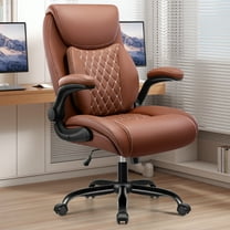 COOLHUT Big and Tall Office Chair 500LBS Wide Seat Ergonomic Computer Desk Chair, High Back Executive PU Leather Chair, Adjustable Armrest and Lumbar Back Support Office Chair, Brown