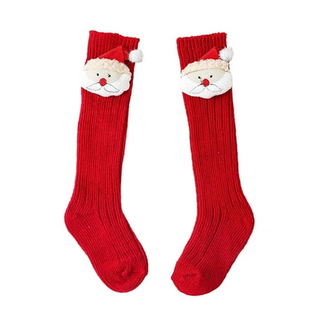 

Kuriozud Kid Woolen High Tube Socks Cartoon Christmas Patchwork Stockings