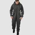 thumbnail image 2 of Mens Rompers for Adults Men's Autumn Winter Warm Splicing Casual Hooded Zipper Solid Pocketed Jumpsuits Mens Jumpsuit Dark Gray XXXL, 2 of 6