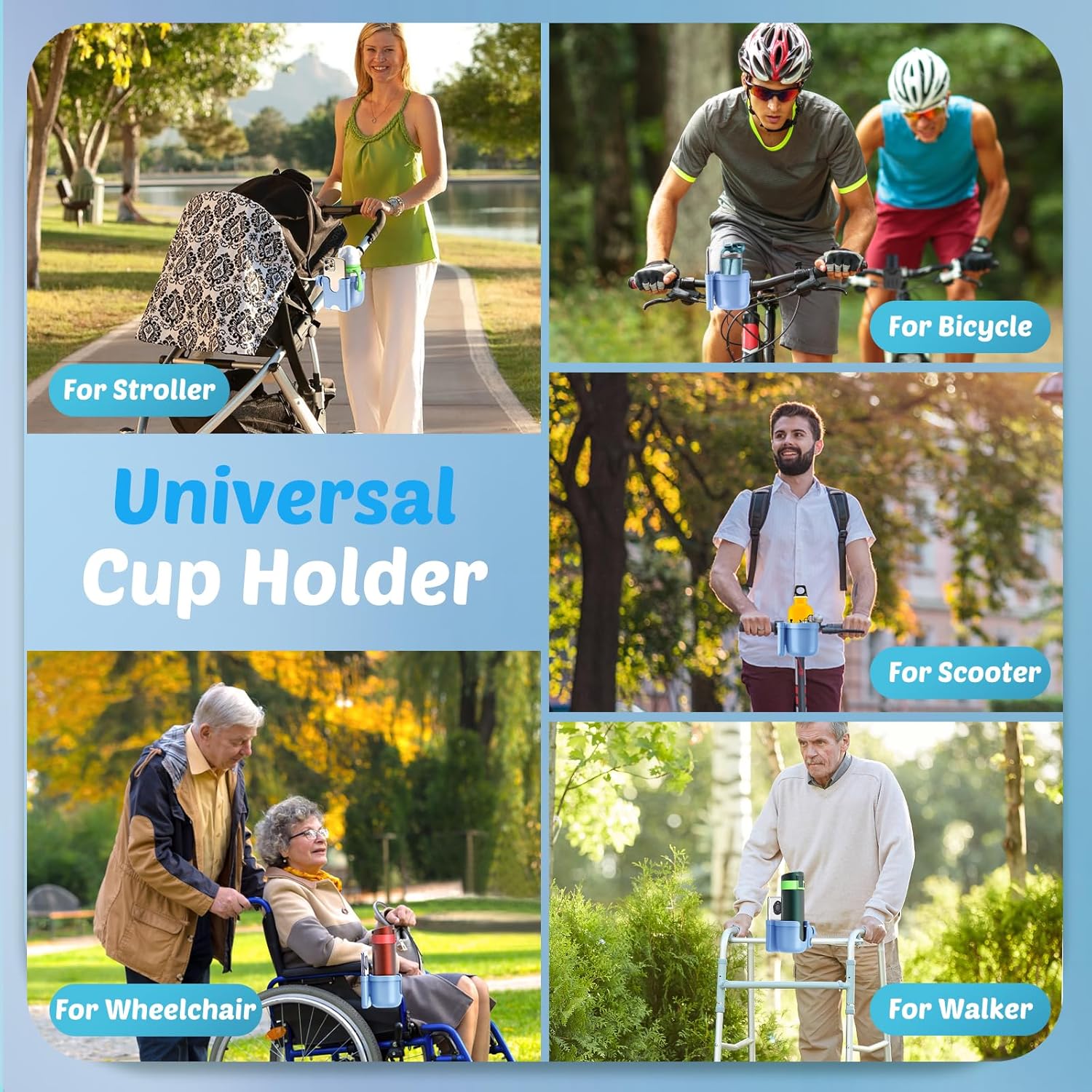 Stroller Cup Holder with Phone Holder,  Cup Holder for Walker, Wheelchair/Bike/Rollator/Scooter Stroller Accessories for Uppababy, Nuna, Doona, Baby Travel Essential