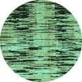 thumbnail image 1 of Ahgly Company Machine Washable Indoor Round Abstract Turquoise Blue Modern Area Rugs, 3' Round, 1 of 4