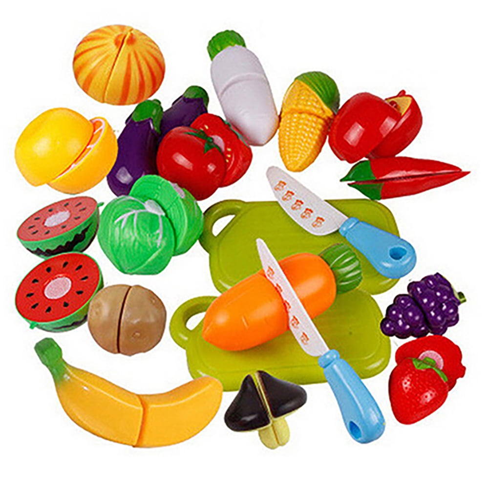 Wharick Kitchen Plastic Food Play Set Reusable Role Play Cutting Set
