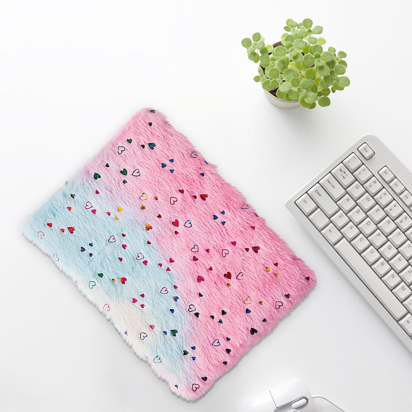 Fluffy Notebook, A5 Notebook Fuzzy Journal Cute Plush Covered Diary Notepad Gradient Colored Writing Drawing Note Taking80 Pages