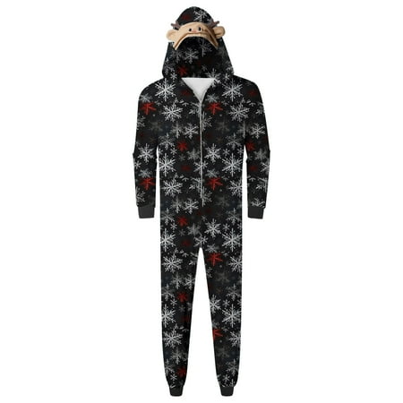 

Family Matching Outfits Christmas Comfortable Daddy Sleepwear Pajamas Cute Snowflake Print Plaid Long Sleeve Jumpsuit Soft Holiday Romper Matching Clothing Set