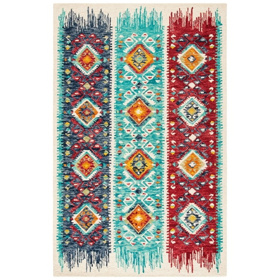 SAFAVIEH Aspen Cynthia Tribal Area Rug, Blue/Rust, 5' x 8'