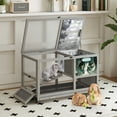 thumbnail image 2 of Insulated Wooden Rabbit Cage with Aluminum Foil Warm Layer, Weatherproof Bunny Hutch with Wheels, 2 of 8