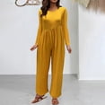 thumbnail image 2 of GYUJNB Combinaison pour Femmes Combinaison Unie Col Rond avec Ceinture et Poches une Pièce pour Femmes, Bleu, TTG, 2 of 4
