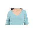 thumbnail image 2 of Karen Scott Women's Button Detail V Neck Top Blue Size Large, 2 of 3