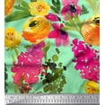 thumbnail image 1 of Soimoi Green Cotton Cambric Fabric Leaves & Floral Printed Craft Fabric by The Yard 56 Inch Wide, 1 of 1