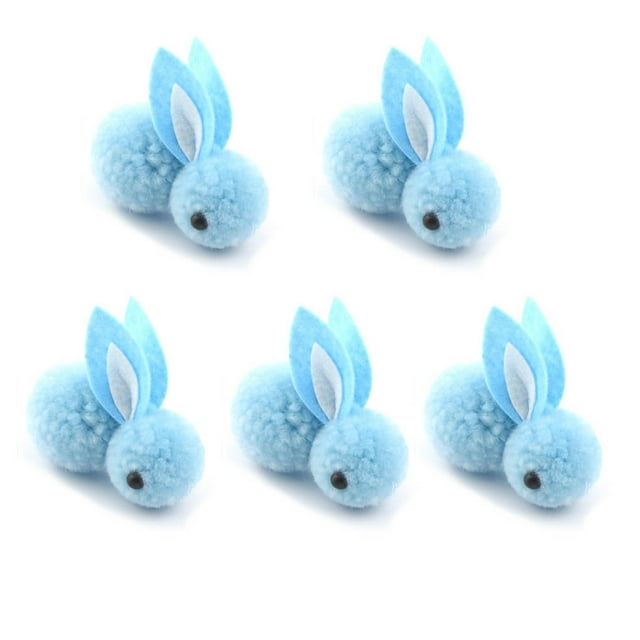 Wosthever Mini de 5 uds., decoración de Pascua, figuritas de conejos de peluche, colgante de animales, accesorio hecho a mano, Kits de decoración para fiestas Azul
