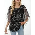 thumbnail image 2 of Weardear Womens Tops Ruffle 3/4 Sleeve Mesh Blouses Loose Flowy Tops Stretchy Shirts, 2 of 5