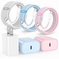 thumbnail image 1 of wonima44 20W USB C Fast Charging for iPhone 17 Air/16/15 Pro Max,3Pack Colorful Mixed Charger Block with Braided Long USB C to C Cables (6/6/10ft) Compatible with iPhone16/15 Pro/15 Plus/iPad Pro, 1 of 1