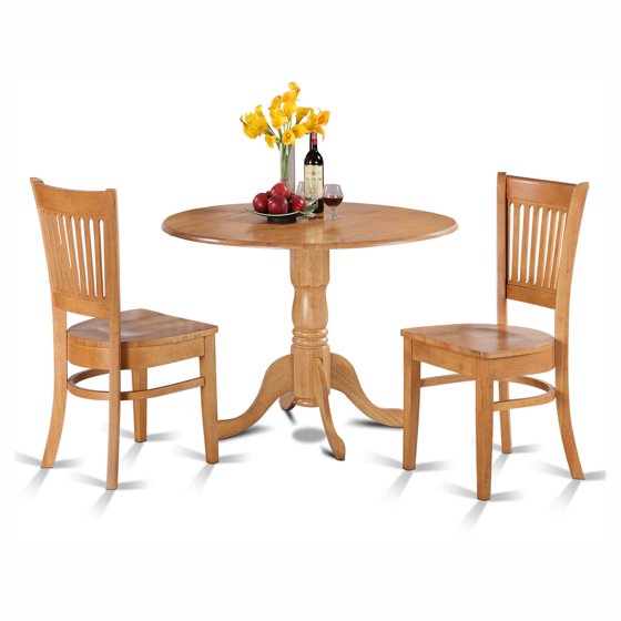 East West Furniture Dublin 3 Piece Drop Leaf Dining Table Set with