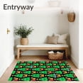 thumbnail image 3 of ODIKA 3'x5' Machine Washable Non-Slip Area Rug, Cheerful Yuletide Character Forest Punch Art Motif High Traffic Rug, Green, 729347, 3 of 7