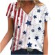 thumbnail image 1 of Camiseta de manga corta suelta con cuello en V y estampado informal a la moda para mujer Pompotops hkajfhjk462217, 1 of 5