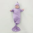 thumbnail image 2 of Huowey Newborn Baby Boy Girl Gown Sleeper Knotted Nightgown And Hat Set Sleepwear Fashionable Loungewear, 0-3 Months, 2 of 5