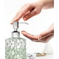 thumbnail image 3 of Soap Dispenser - 2 Pack, 12 Oz Clear Diamond Design Glass Refillable Hand Dispensers; with 304 Rust Proof Stainless Steel Pump, Lotion Dispensers for Kitchen, Bathroom, 3 of 3