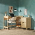 thumbnail image 6 of Walker Edison Holmes Modern L Shaped Desk with Drawer Storage - Coastal Oak, 6 of 18