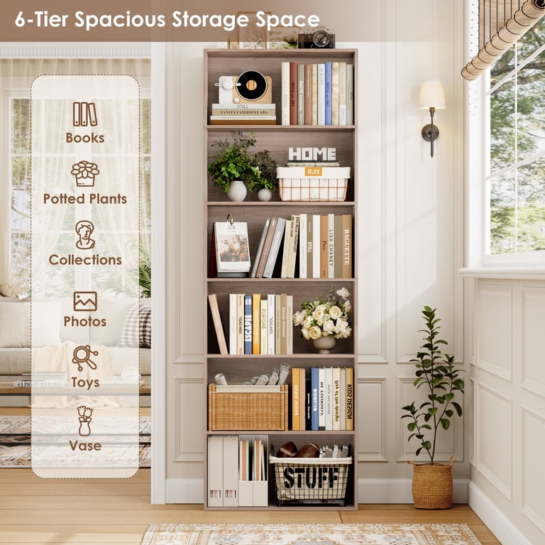 Homfa Modern 6-Tier Bookshelf, 70.8" Oak photo 3
