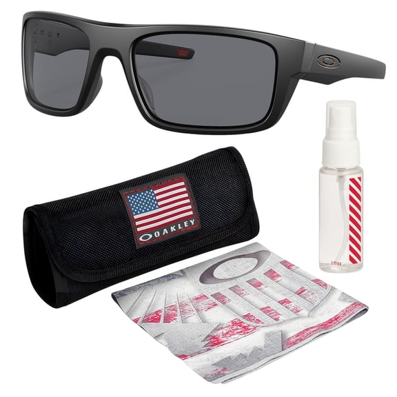 Oakley OO9367 Drop Point Rectangle Shaped Non-Polarized Sunglasses for Men - Includes Official Eyewear Kit - Matte Black Frame with Grey Lens