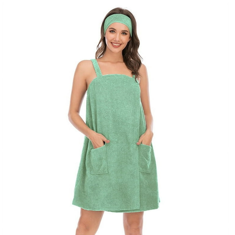 Women Bath Wrap Towel for Shower with Pocket Adjustable Robe Facial Headband S 2XL Walmart