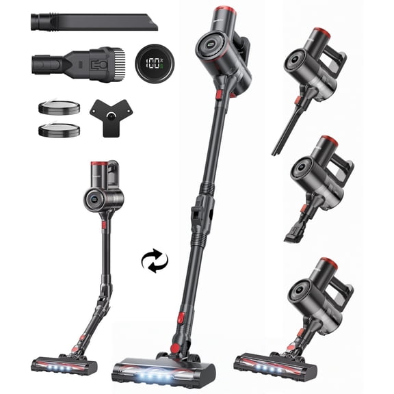 RoneAir Cordless Stick Vacuum Cleaner 45Kpa with Bendable Wand, 46min 6 in 1 Rechargeable Cordless Vacuum, Lightweight for Home Pet Hair Car Carpet Hardwood Floor