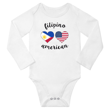 

Filipino and American Love Heart Baby Long Slevve Bodysuit Outfits (White 3-6 Months)