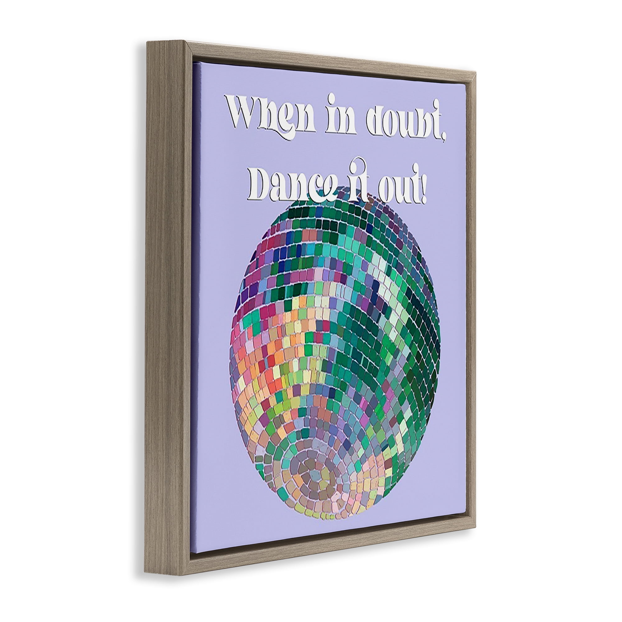 Stupell Industries Dance It Out Phrase Novelty & Humor Painting Brown Floater Framed Canvas Art Print Wall Art, 18 x 18