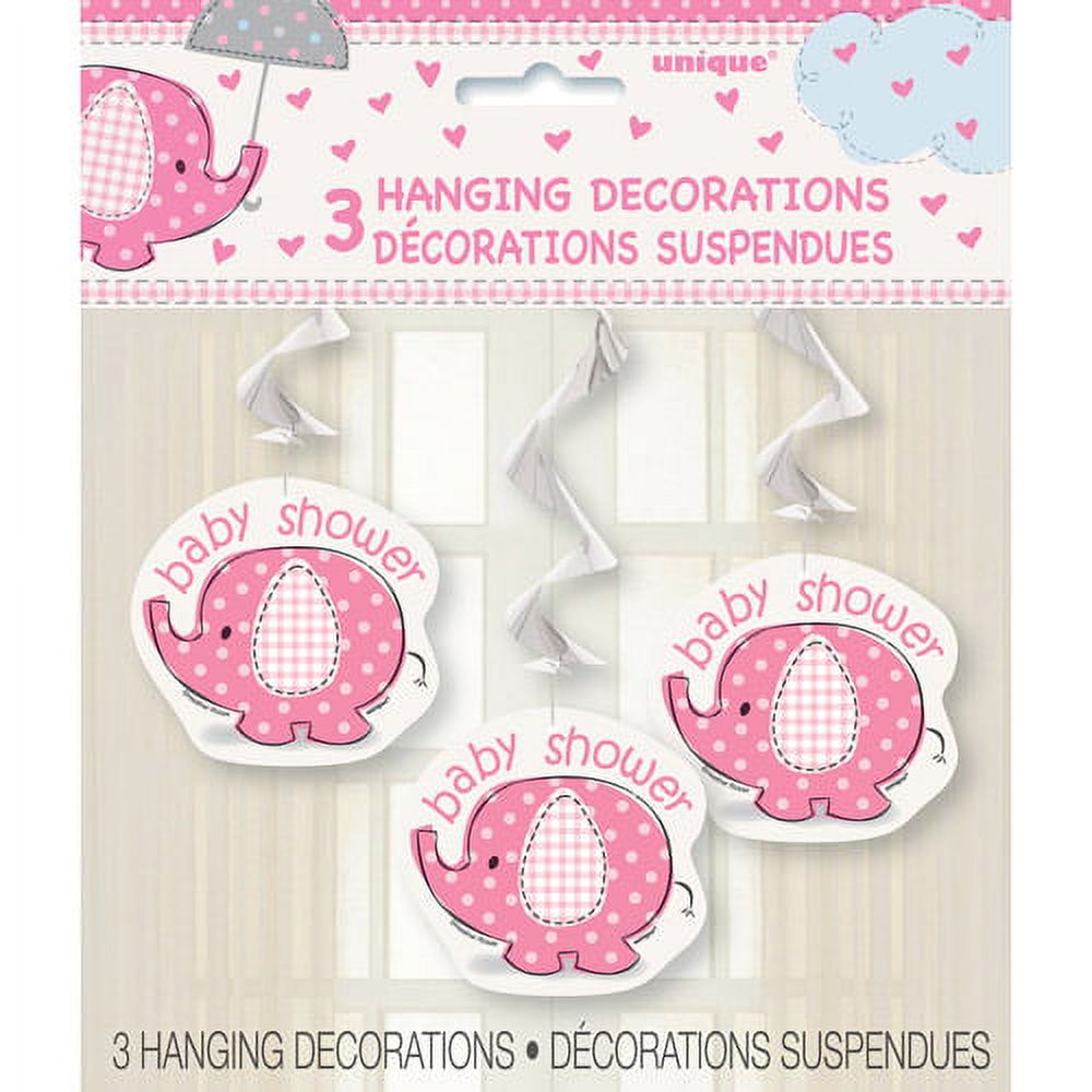 Pink Elephant Baby Shower Hanging Decorations, 26in, 3ct - image 2 of 2